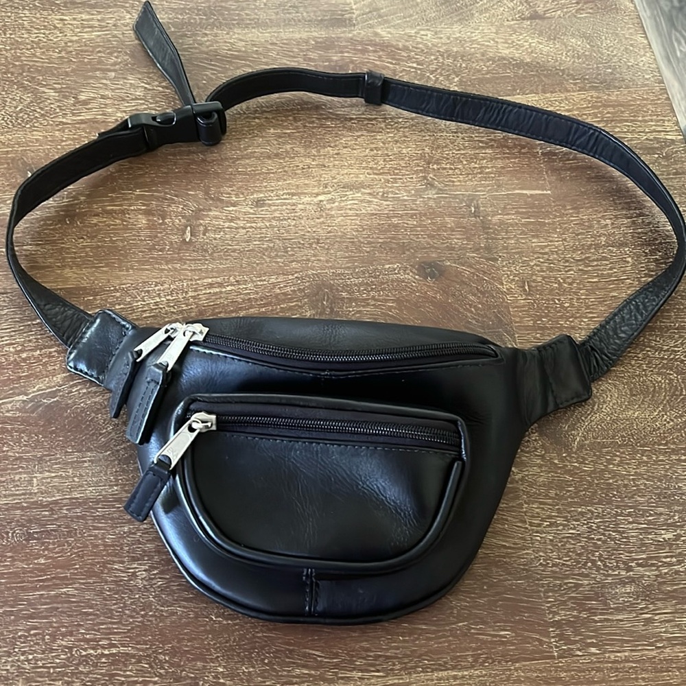 Latico Black Leather Fanny Pack/Sling bag